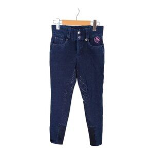 Horze Kacy Kids Denim‎ Look Winter Full Seat Breeches Pants Jeggings Size XL
